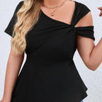Damen Oberteil mit asymmetrischem Cut-Out und raffiniertem Wickeldesign R&B