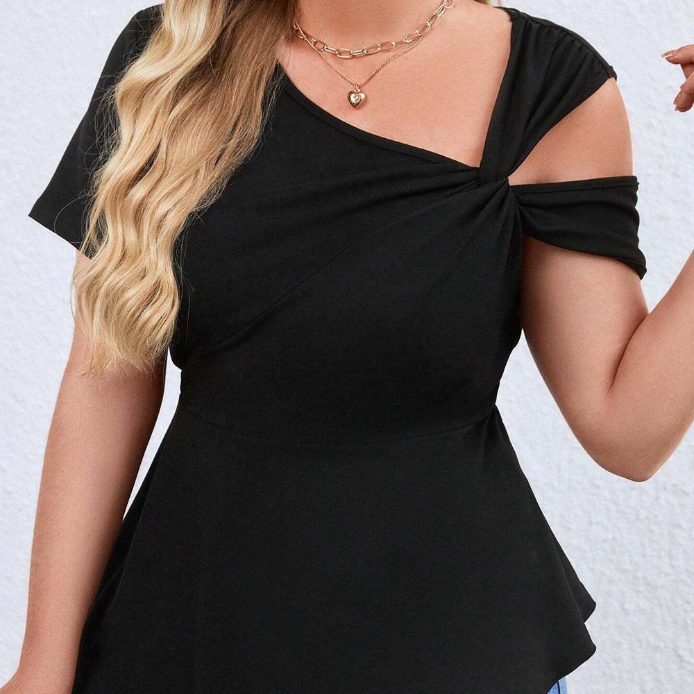 Damen Oberteil mit asymmetrischem Cut-Out und raffiniertem Wickeldesign R&B