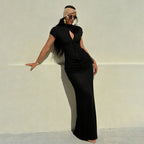 Damen Langarm Maxikleid mit raffiniertem Schnitt und eleganter Knopfdetail R&B