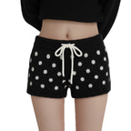 Damen Sportliche Kurze Hose mit gepunktetem Design und verstellbarem Bund R&B