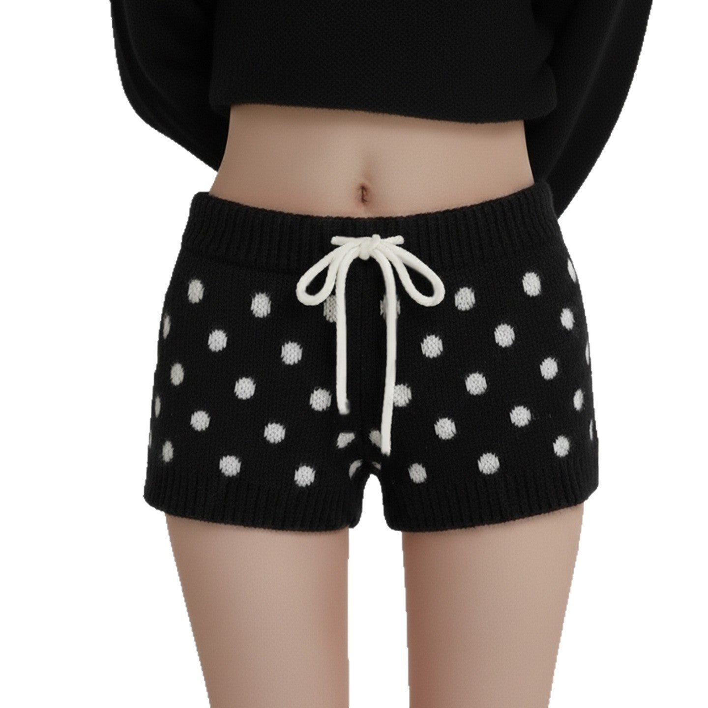 Damen Sportliche Kurze Hose mit gepunktetem Design und verstellbarem Bund R&B