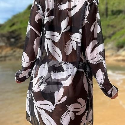 Damen Bandeau-Bikini mit floralem Muster und passendem Überwurf R&B