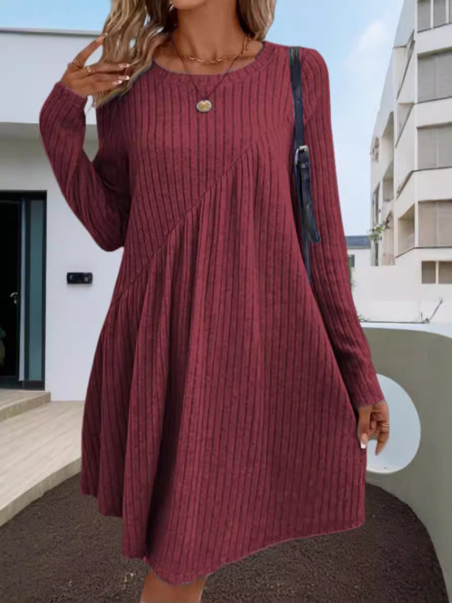 Damen lässiges Ripp-Kleid mit asymmetrischem Design R&B