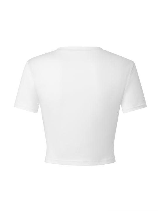 Damen figurbetontes Crop-T-Shirt aus atmungsaktivem Material R&B