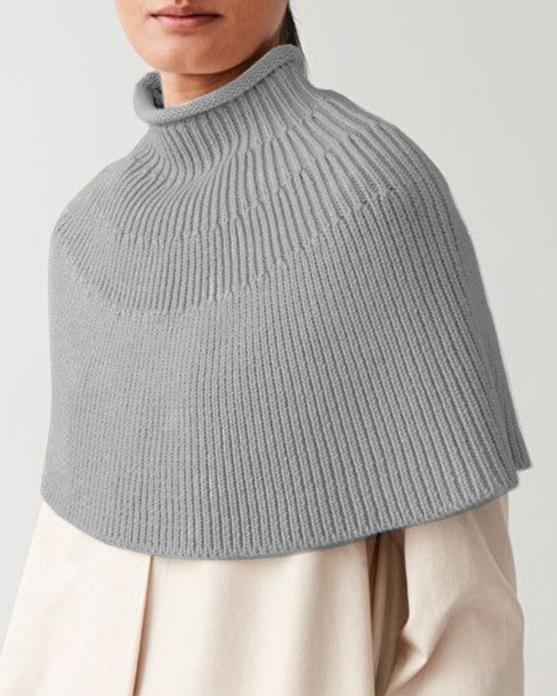 Damen Strickcape mit hochgeschlossenem Kragen