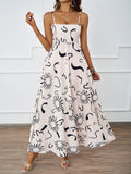 Damen Maxikleid mit modernem grafischem Design und elegantem A-Linien-Schnitt R&B