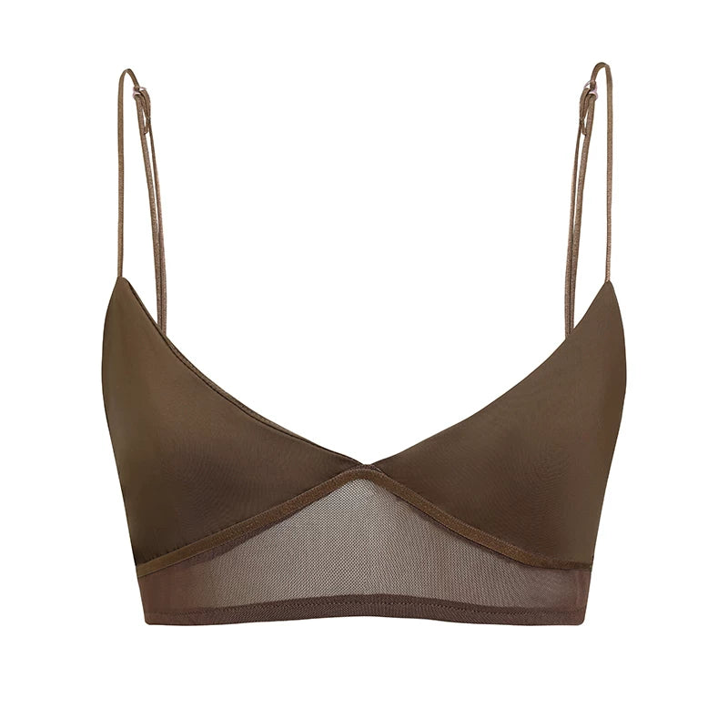 Damen nan bügelloser Soft-BH mit Mesh-Unterbrustband und verstellbaren Spaghettiträgern R&B