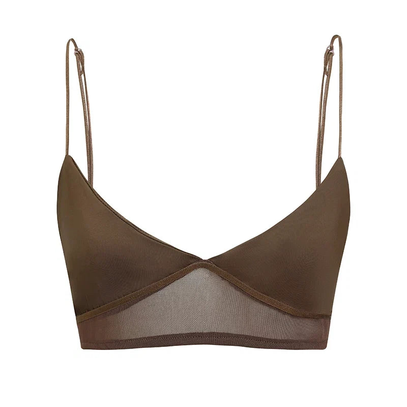 Damen nan bügelloser Soft-BH mit Mesh-Unterbrustband und verstellbaren Spaghettiträgern R&B