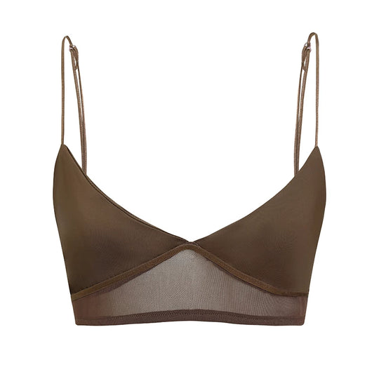 Damen nan bügelloser Soft-BH mit Mesh-Unterbrustband und verstellbaren Spaghettiträgern R&B