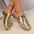 Damen Mules mit glänzender Metallic-Oberfläche und stilvollem Riemendesign R&B