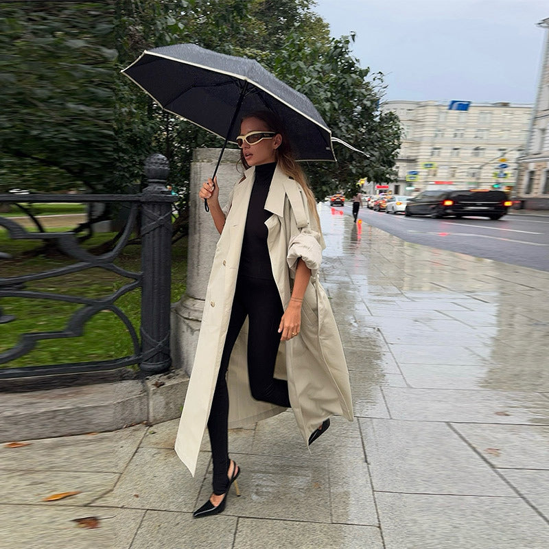 Damen Eleganter Trenchcoat mit offenen Ärmeln und modernem Schnitt R&B