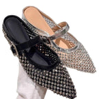 Damen elegante Slingback Ballerinas mit funkelnden Strassdetails R&B