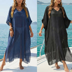 Damen luftiger Strandkaftan mit V-Ausschnitt R&B