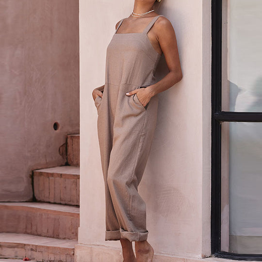 Damen Leichter Jumpsuit mit praktischen Taschen R&B