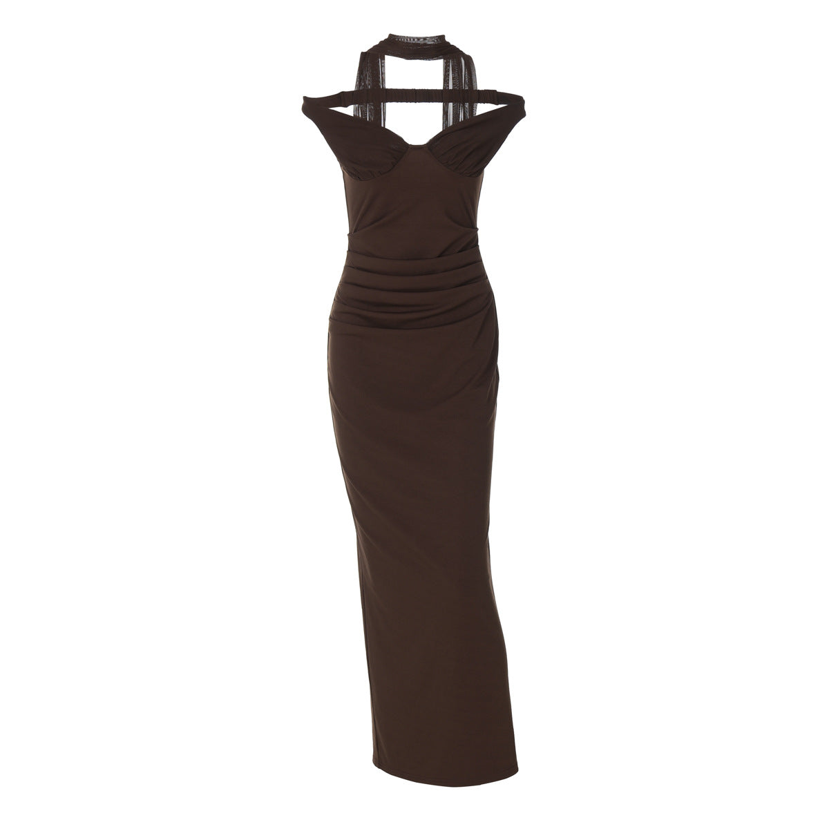 Damen Elegantes Abendkleid mit schulterfreier Drapierung R&B