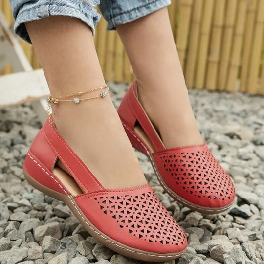 Damen bequeme Slingback-Pantoletten mit durchbrochenem Obermaterial R&B