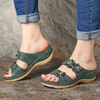 Damen Wedge-Sandalen mit floralen Applikationen und anatomischem Fußbett R&B