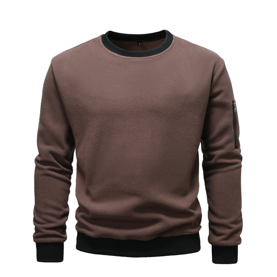 Herren kuscheliger Fleece-Pullover mit Reißverschlusstasche R&B