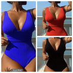 Damen Hochgeschnittener Badeanzug mit strukturiertem Rippdesign R&B