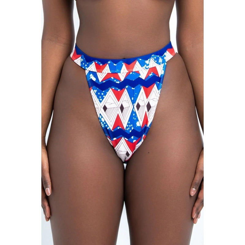 Damen Bikinis mit hohen Beinausschnitten und geometrischem Muster R&B
