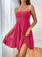 Damen Freizeitkleid mit Schmalen Trägern und Rüschendetails R&B