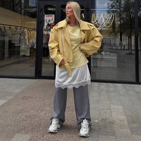 Damen Oversized Bikerjacke mit schmeichelndem Schnitt R&B