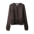 Damen trendige Fransenstrickjacke R&B