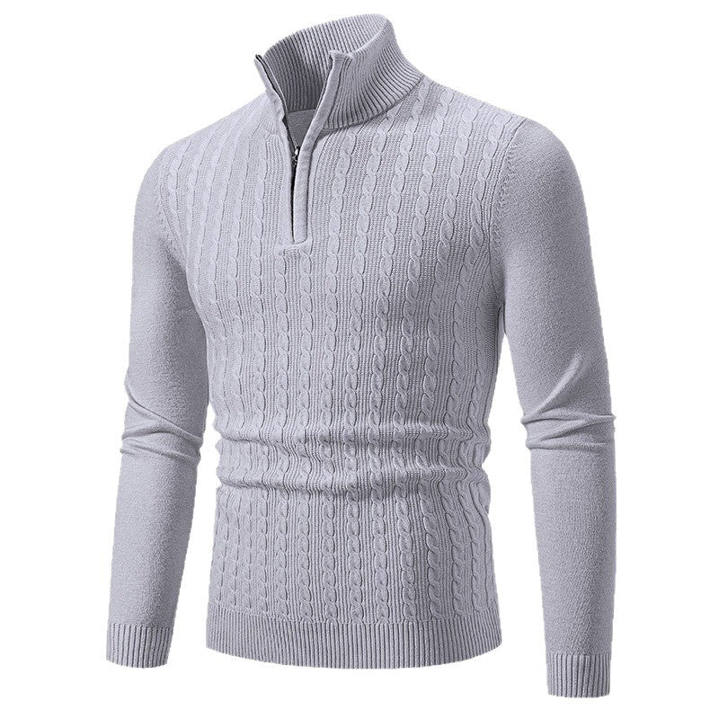 Herren eleganter Strickpullover mit hochabschließendem Reißverschluss R&B