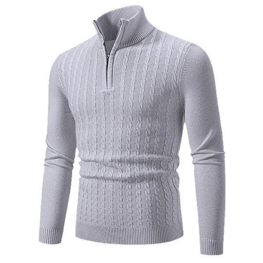 Herren eleganter Strickpullover mit hochabschließendem Reißverschluss R&B
