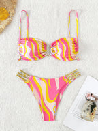 Damen Triangel-Bikini mit dekorativem Rüschendetail und hoch geschnittenem Slip R&B
