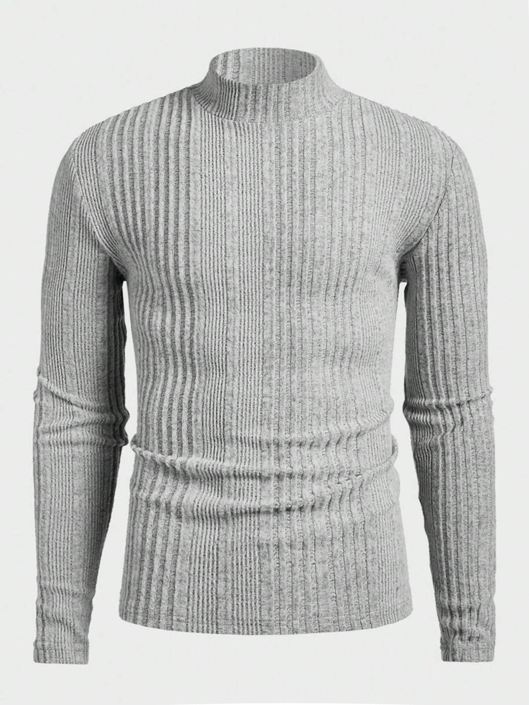 Herren Strickpullover mit hohem Kragen und Rippstruktur R&B