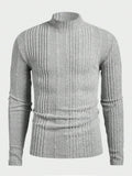 Herren Strickpullover mit hohem Kragen und Rippstruktur R&B