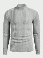 Herren Strickpullover mit hohem Kragen und Rippstruktur R&B