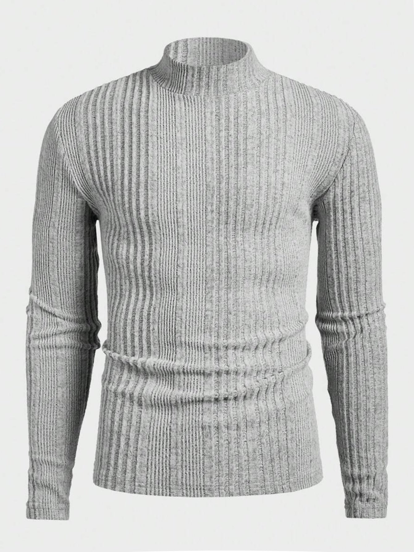 Herren Strickpullover mit hohem Kragen und Rippstruktur R&B
