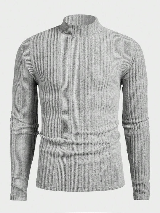 Herren Strickpullover mit hohem Kragen und Rippstruktur R&B