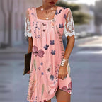 Damen Blumenmuster Shift Kleid R&B