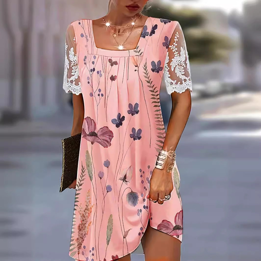 Damen Blumenmuster Shift Kleid R&B