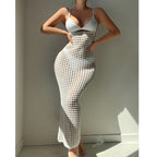 Damen figurbetontes Häkelkleid mit transparentem Design R&B