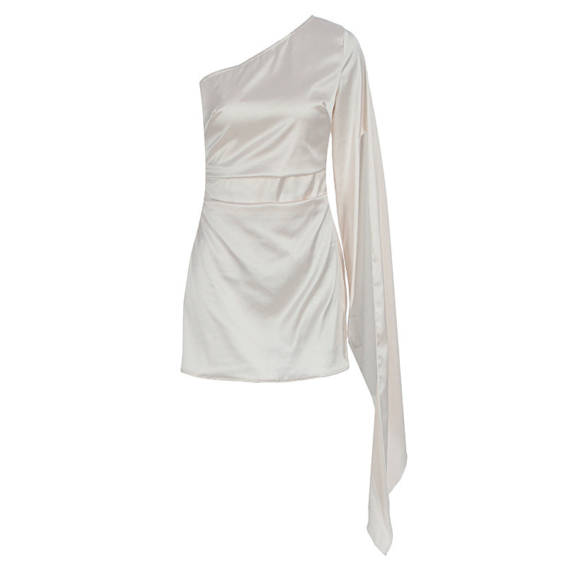 Damen Einseitig Schulterfreies Minikleid mit schickem Satin-Finish R&B