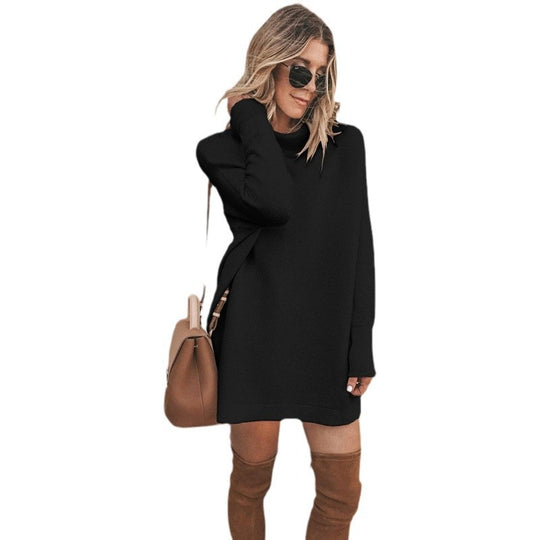 Damen Kuscheliges Oversize-Kleid mit Rollkragen und langen Ärmeln R&B