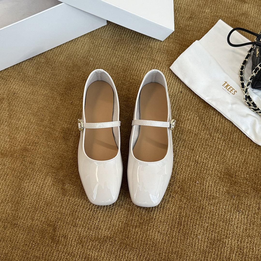 Damen Elegante Mary Jane Ballerinas mit modischem Riemchen und hochwertiger Leder-Oberfläche R&B