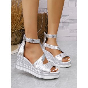 Damen Wedge-Sandalen mit modischem Schnitt und glänzender Oberflächenstruktur R&B