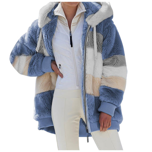 Damen Fleecejacke mit modernen Farbblöcken und praktischen Taschen R&B