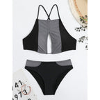 Damen Sport-Bikini mit modischem Streifen-Design und verstellbaren Trägern R&B
