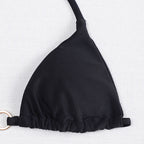 Damen Triangel-Bikini mit goldenem Ringdetail und verstellbaren Trägern R&B