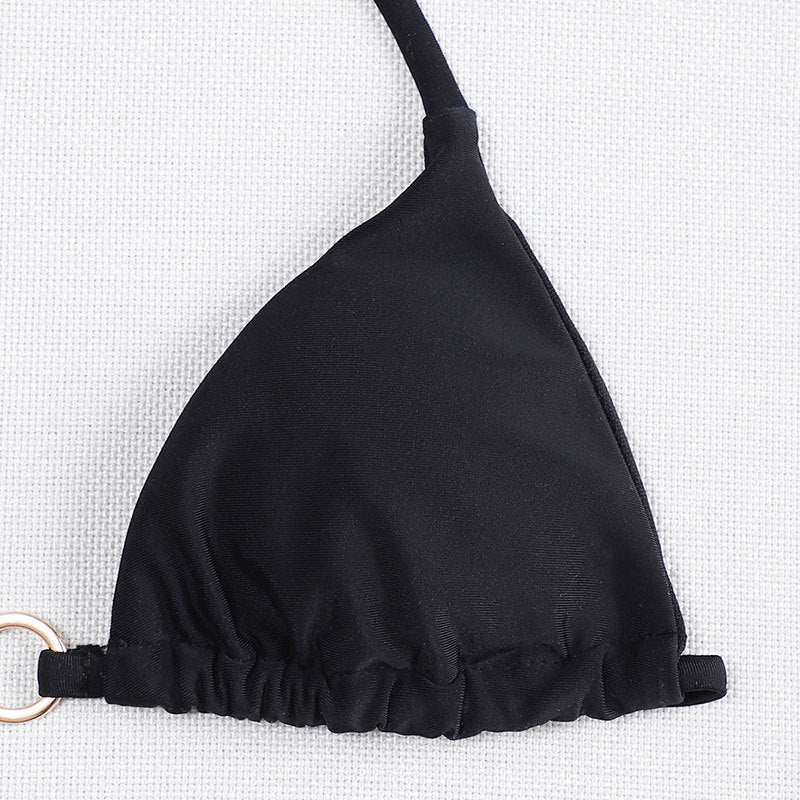 Damen Triangel-Bikini mit goldenem Ringdetail und verstellbaren Trägern R&B
