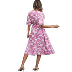 Damen Blumenmuster Wickelkleid