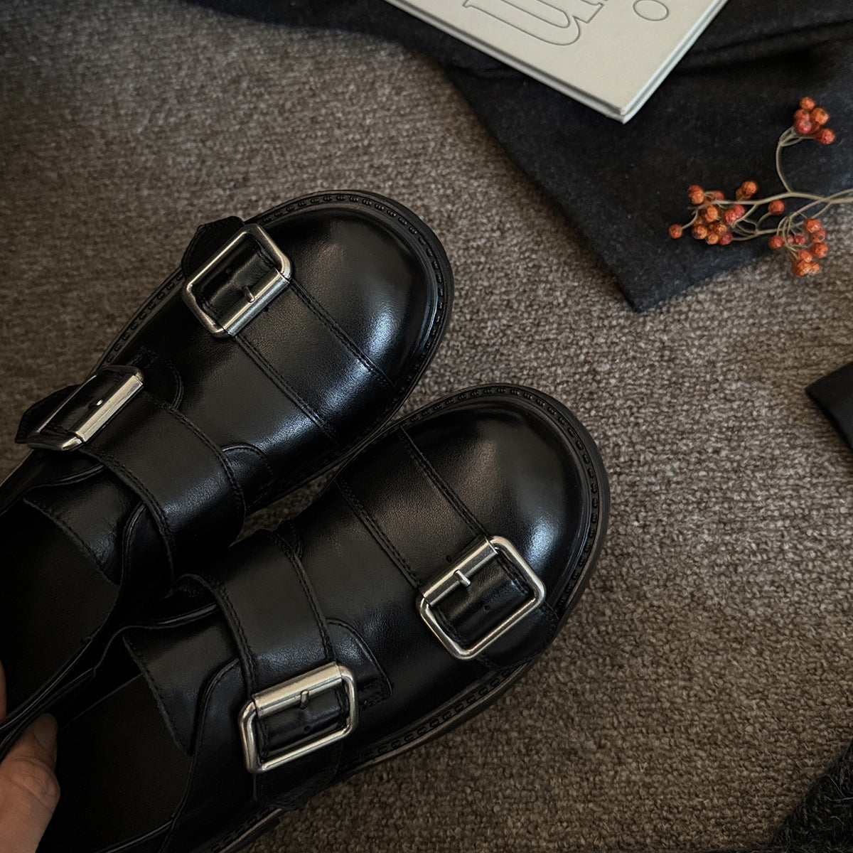 Damen Komfortable Schnürschuhe mit doppeltem Riemen und robustem Profil