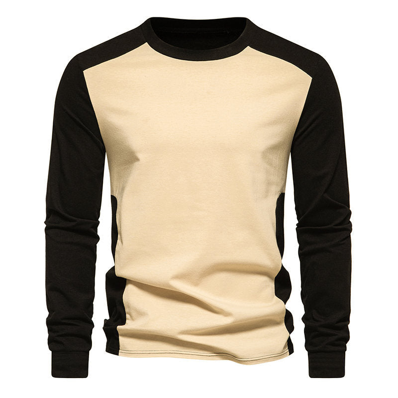 Herren Langarm-T-Shirt mit kontrastierenden Ärmeln und bequemer Passform