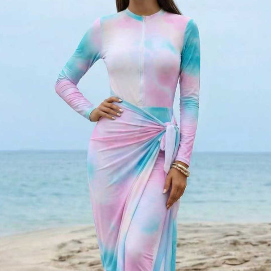 Damen Eleganter Surfanzug mit Reißverschluss und Wickeldetail R&B